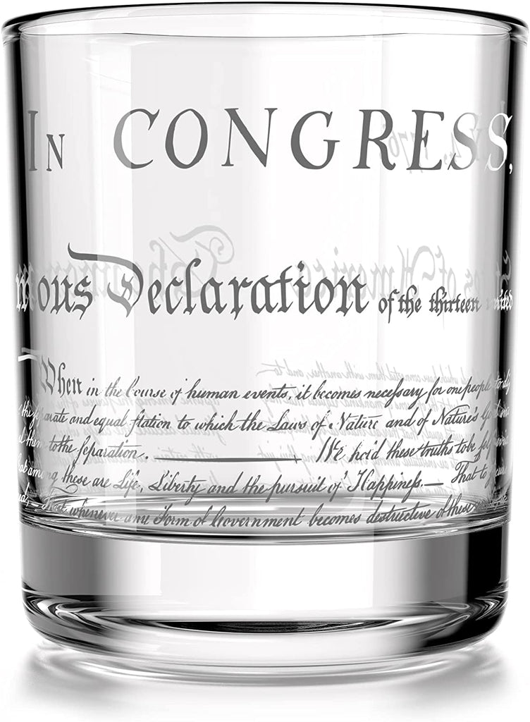 Declaration of Independence - Patriotic Old Fashioned Whiskey Rocks Glass