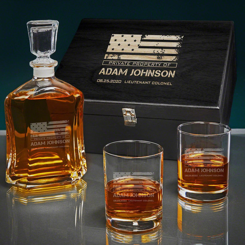 Personalized Whiskey Shot Glass Sets for Military Veterans