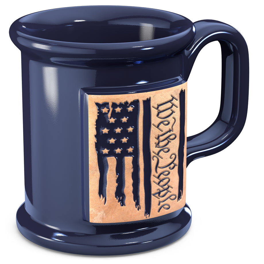 Ceramic Handmade Coffee Mug - Embossed We The People American Flag