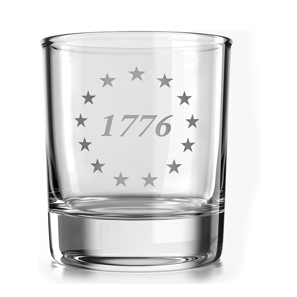 1776 Betsy Ross American Flag - Old Fashioned Whiskey Rocks Bourbon Glass - 10 oz capacity