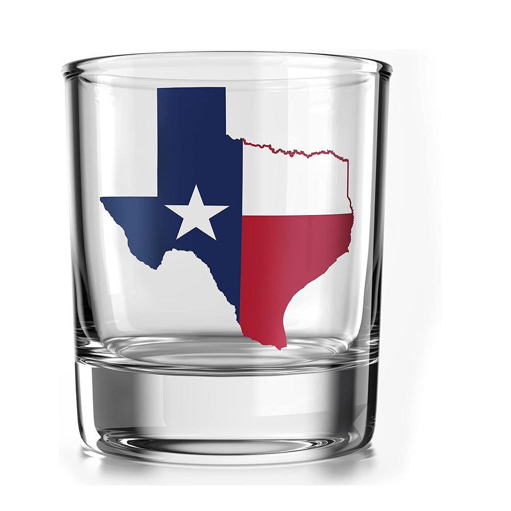 Texas Flag - Old Fashioned Whiskey Rocks Bourbon Glass - 10 oz capacity