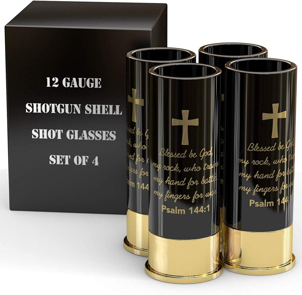 12 Gauge Shot Glasses Set of 4 - Psalm 144:1 with box