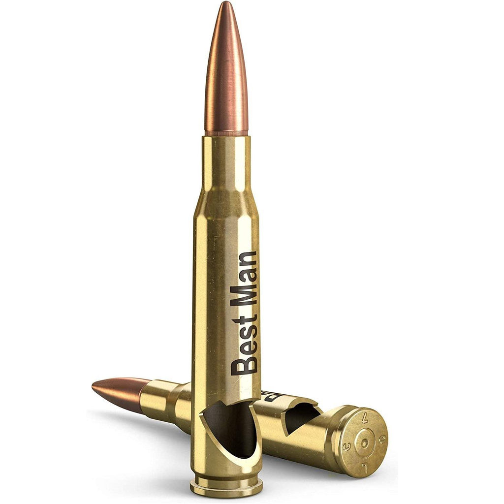 Engraved with Best Man 50 Caliber BMG Authentic Brass Bottle Opener