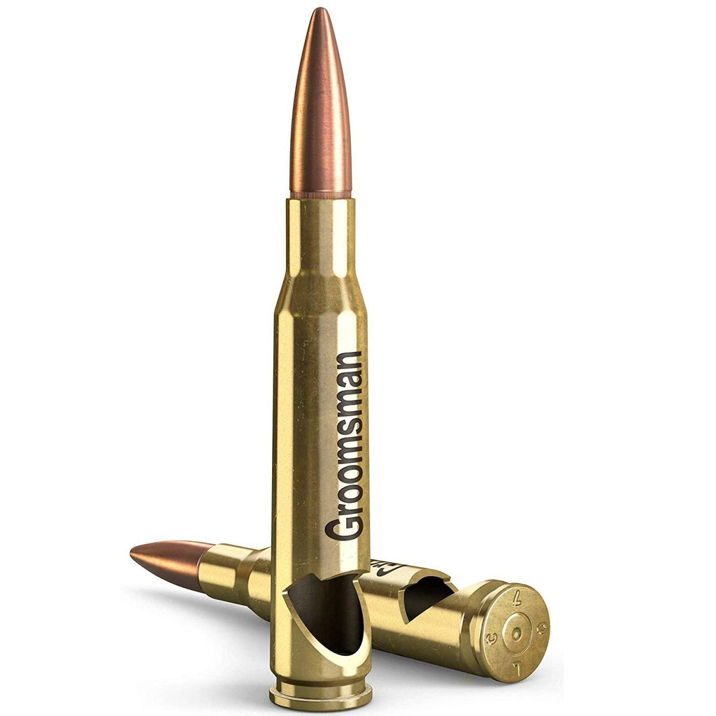 50 Caliber BMG Authentic Brass Bottle Opener - Engraved with Groomsman