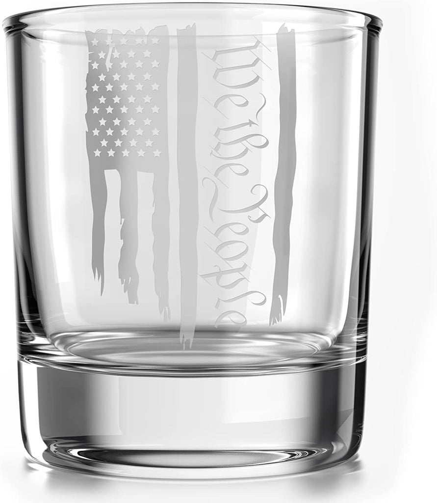 We The People Patriotic American Flag - Old Fashioned Whiskey Rocks Bourbon Glass
