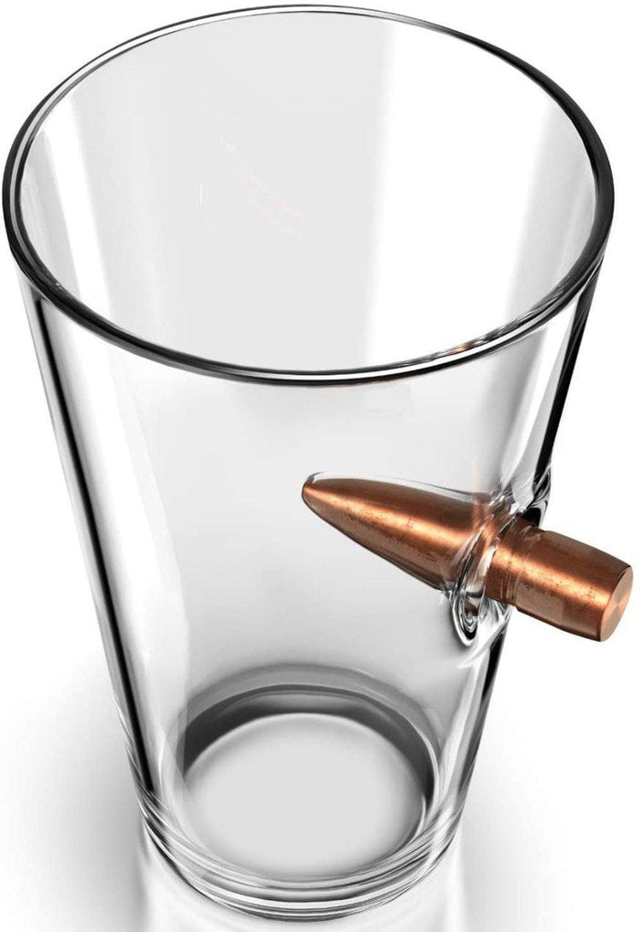 Pint Glass with 50 Caliber Real Solid Copper