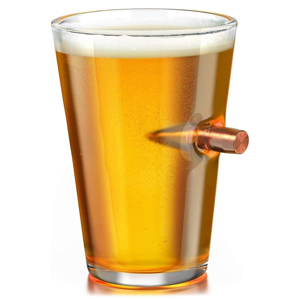 .50 Caliber Real Solid Copper Projectile Hand Blown Pint Glass - Old Southern Brass