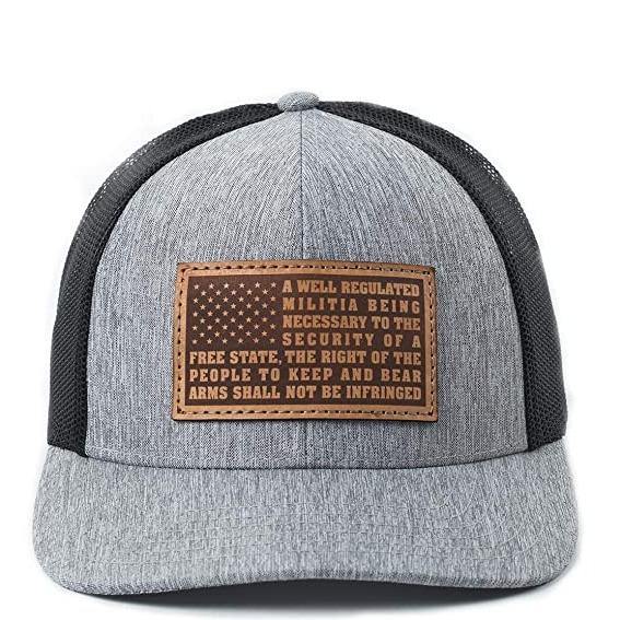 2A Patriotic Amendment Leather Patch Premium Modern Trucker Hat