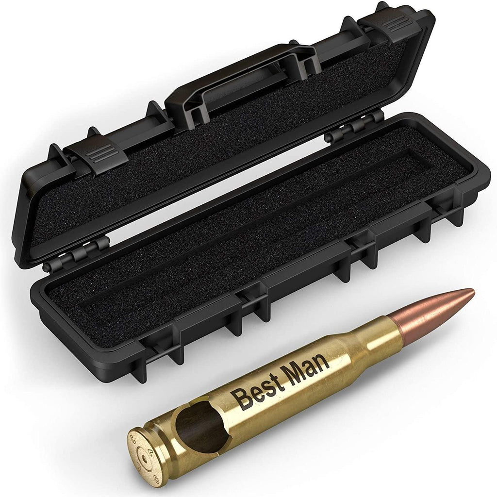50 Caliber BMG Authentic Brass Bottle Opener - Engraved with Best Man with case