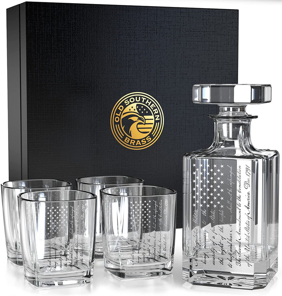 2A Patriotic Amendment Decanter Whiskey Glass Gift Set 