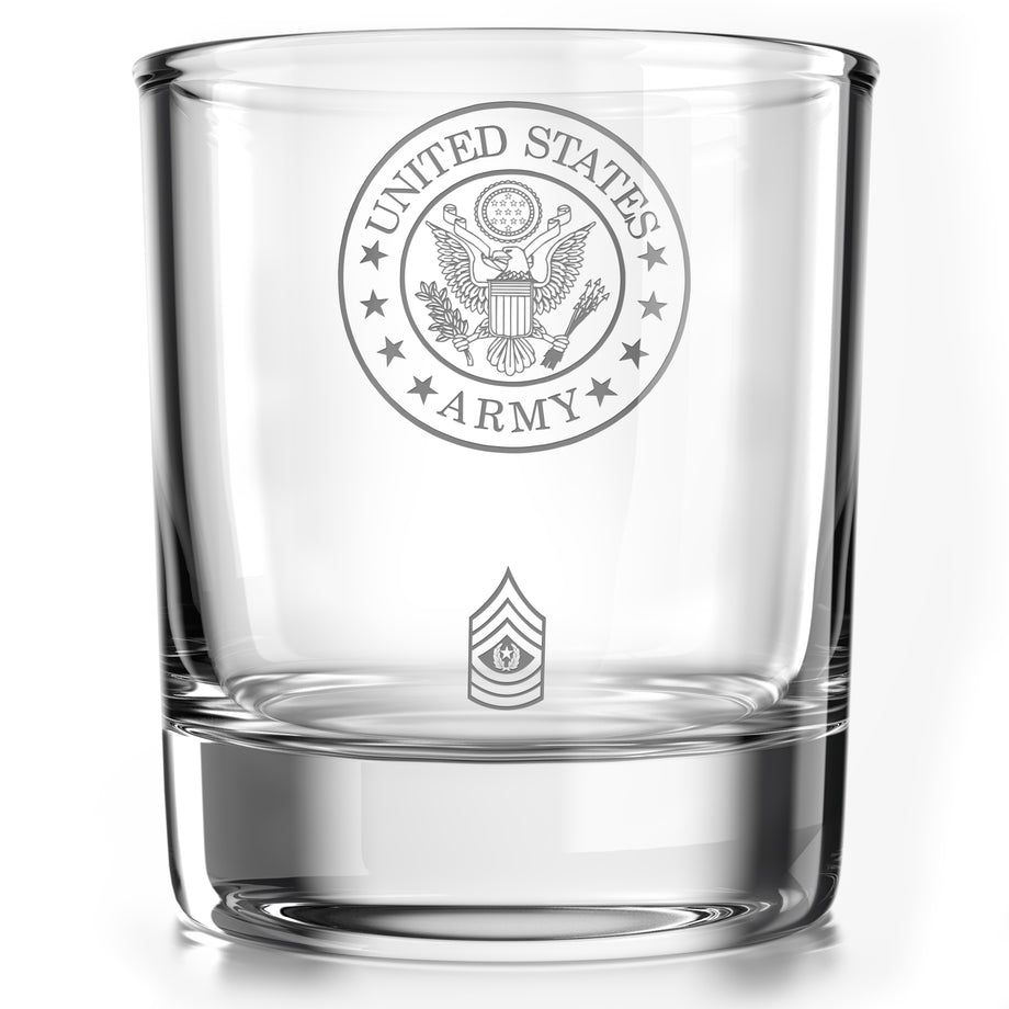 U.S. Army Customized Rank Whiskey Glass