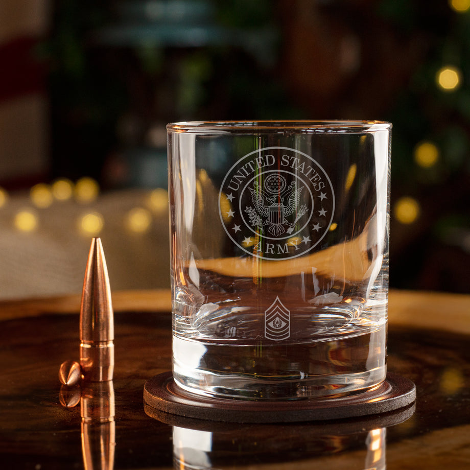 U.S. Army Customized Rank Whiskey Glass