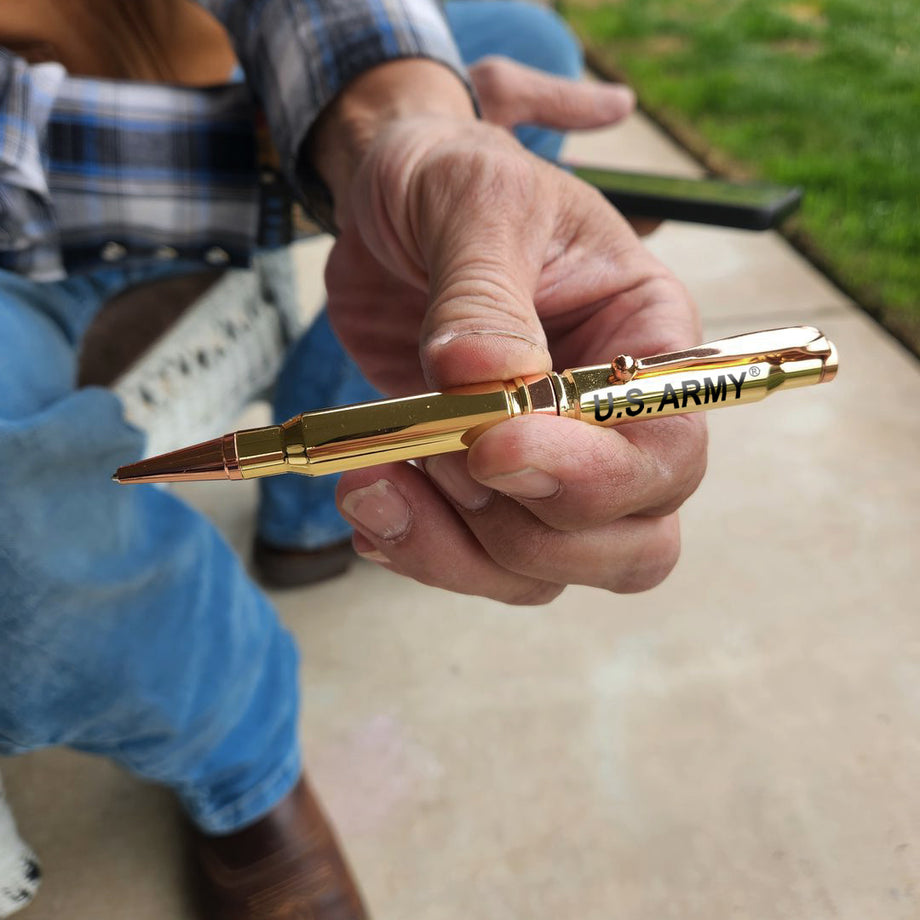 U.S. Army .308 Real Bullet Casing Twist Pen - Polished Brass