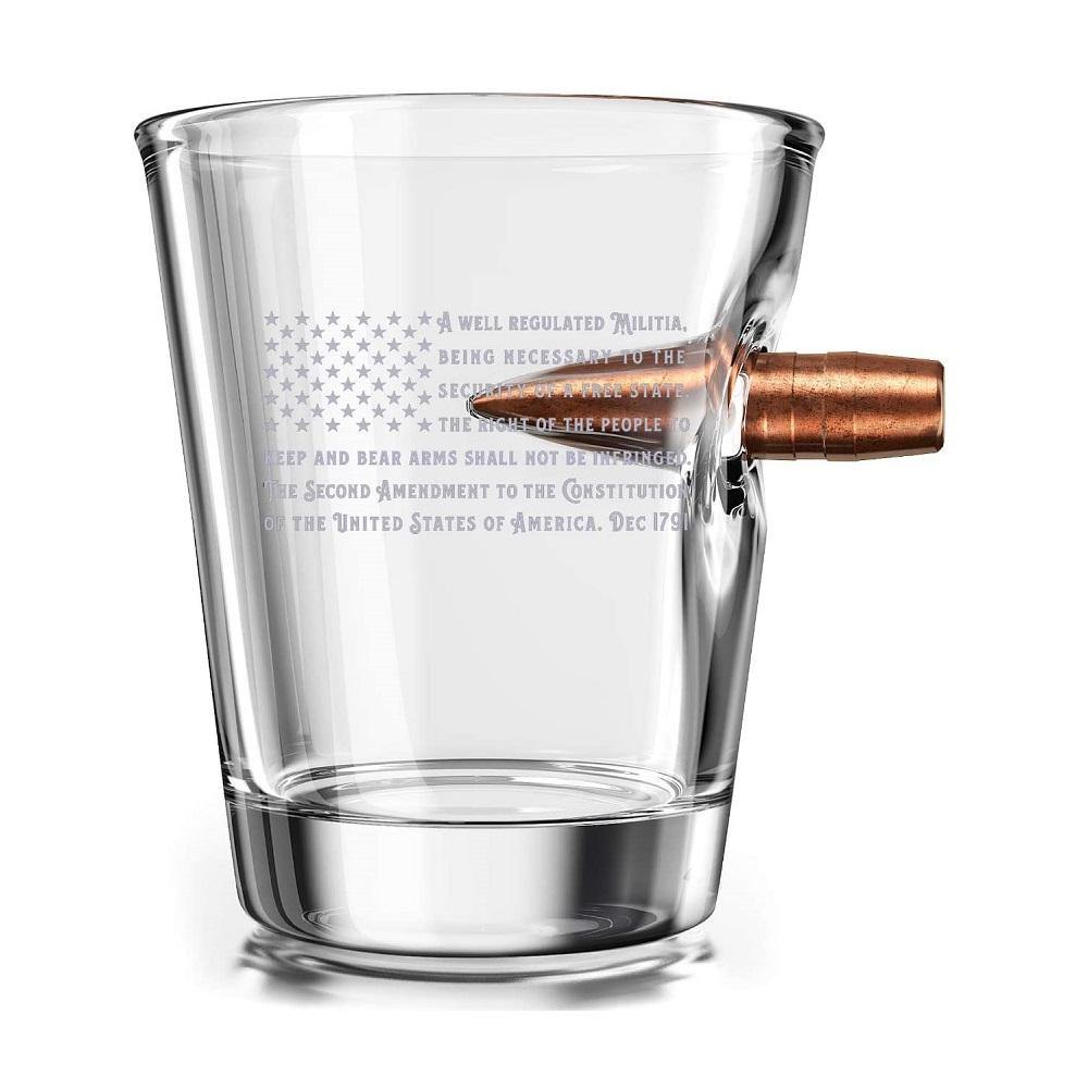 308 Authentic Solid Copper Projectile Shot Glass - 2nd Amendment American Flag