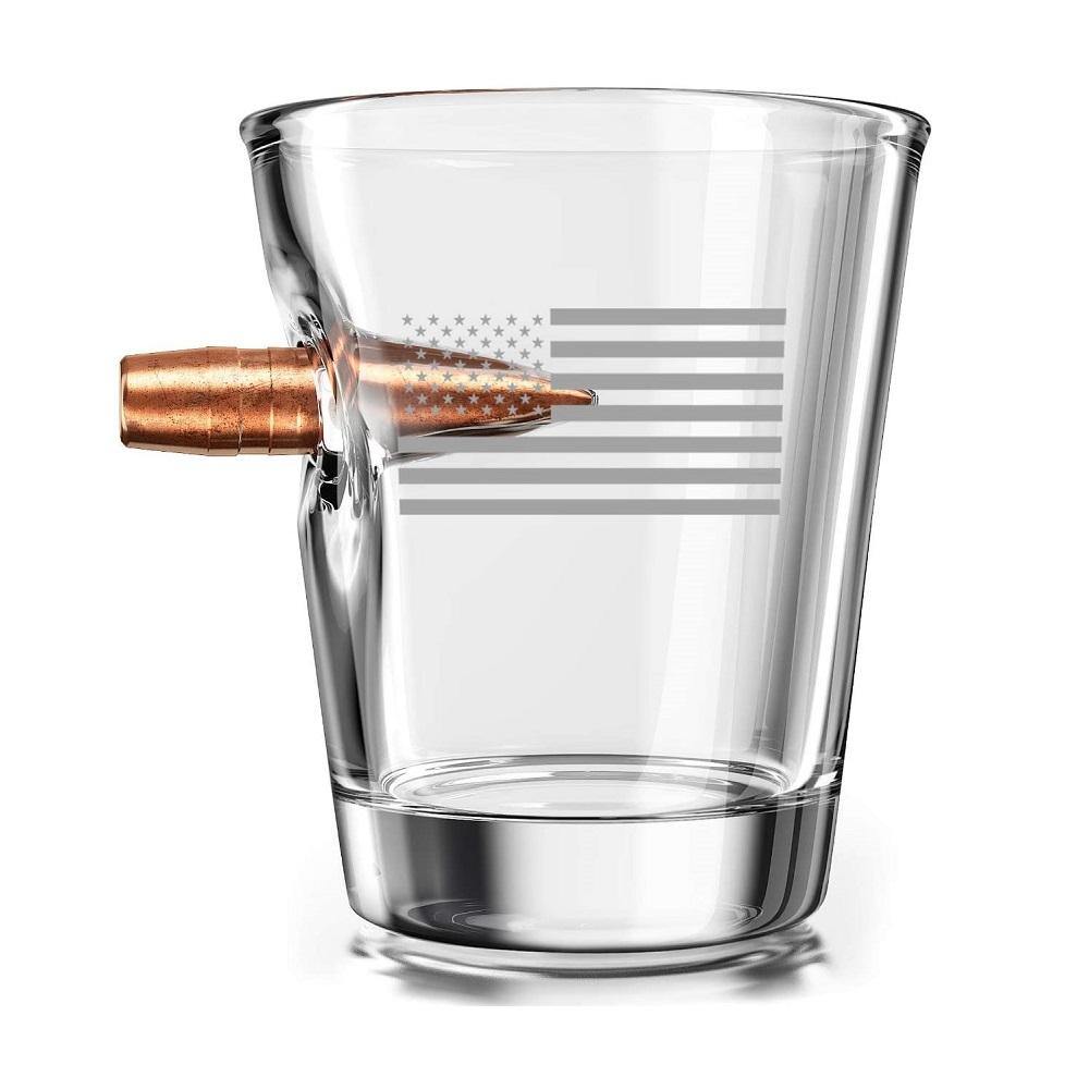 .308 Authentic Solid Copper Projectile Shot Glass Engraved with American Flag